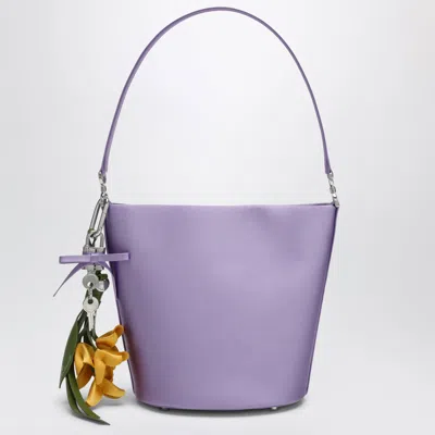 Self-portrait Lilac Satin Mini Bucket Bag In Purple