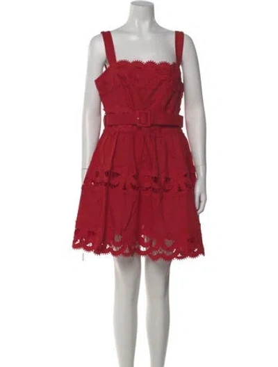 Pre-owned Self-portrait Linen Mini Dress In Red