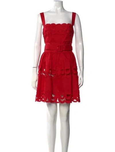 Pre-owned Self-portrait Linen Mini Dress In Red