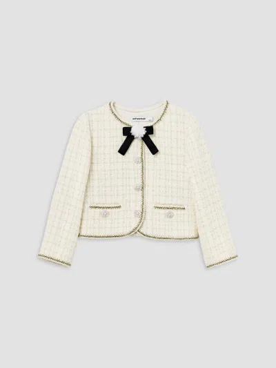 Self-portrait Little Girl's & Girl's Bouclé Bow Jacket In Cream