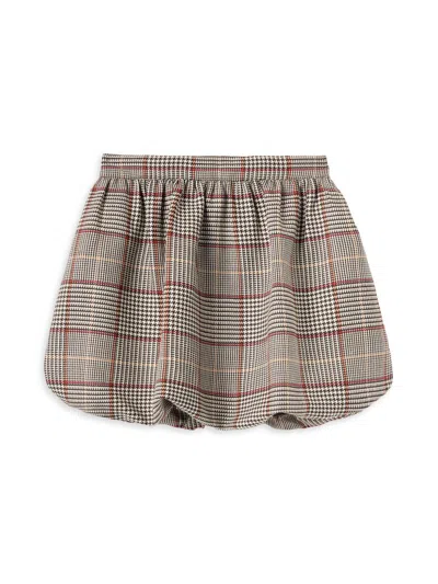 Self-portrait Little Girl's & Girl's Check Bubble Skirt In Brown