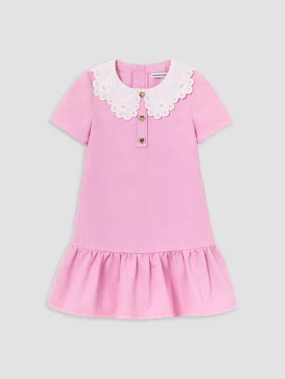 Self-portrait Little Girl's & Girl's Drop-waist Polo Shirtdress In Pink