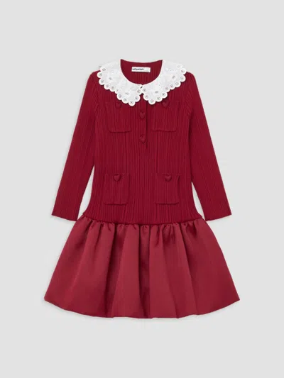 Self-portrait Little Girl's & Girl's Fit & Flare Knit Taffeta Dress In Red