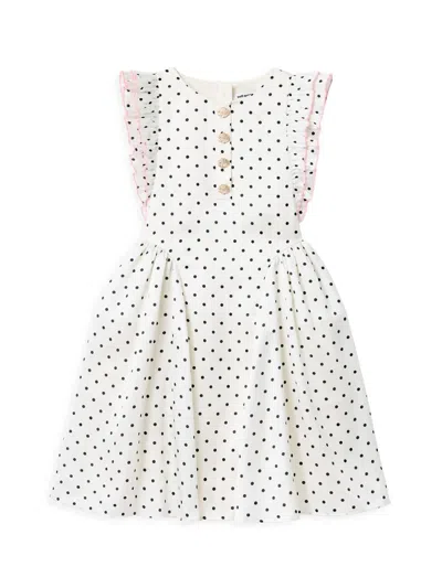 Self-portrait Kids' Little Girl's & Girl's Polka Dot Drop-waist Dress In White