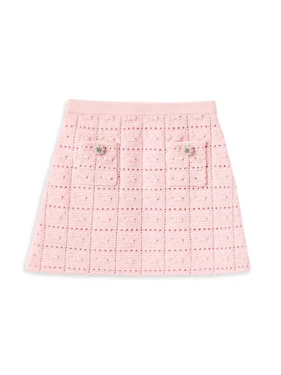 Self-portrait Kids' Little Girl's & Girl's Textured Pointelle Knit Skirt In Pink