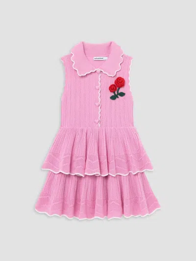 Self-portrait Little Girl's & Girl's Tiered Pointelle Knit Dress In Pink