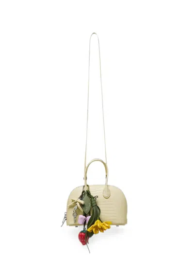 Self-portrait Lizard-effect Charm-detail Mini Bag In Green