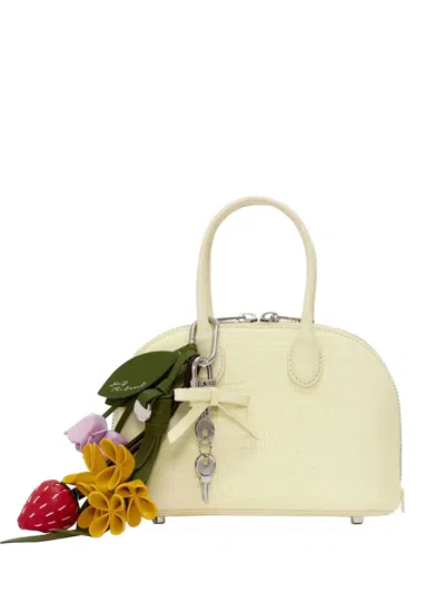 Self-portrait Lizard-embossed Leather Mini Tote Bag In Neutral