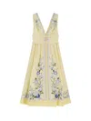 Self-portrait Floral Pleated Sleeveless Dress Knee Length In Yellow