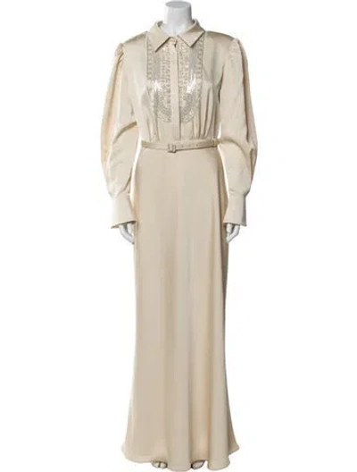 Pre-owned Self-portrait Long Dress W/ Tags In Neutral