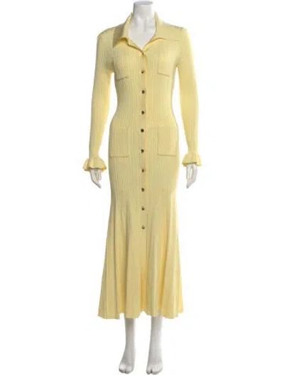 Pre-owned Self-portrait Long Dress In Yellow