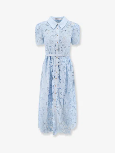 Self-portrait Long Lace Dress In Blue