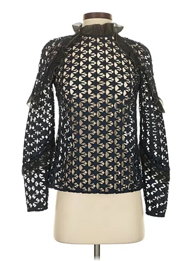 Pre-owned Self-portrait Long Sleeve Blouse In Black