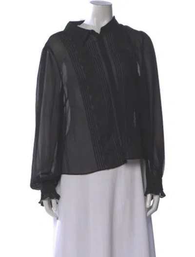 Pre-owned Self-portrait Long Sleeve Blouse In Black