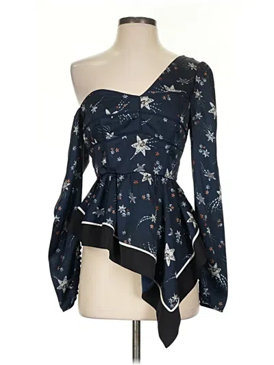 Pre-owned Self-portrait Long Sleeve Blouse In Blue