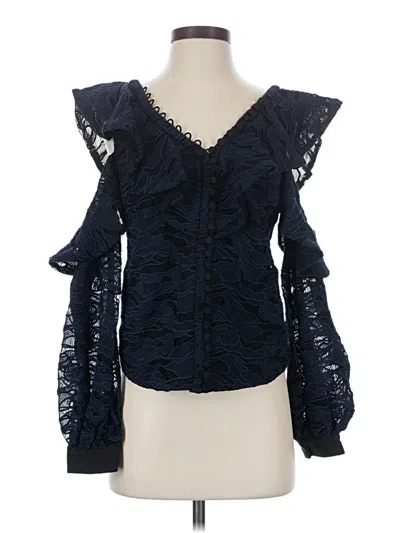 Pre-owned Self-portrait Long Sleeve Blouse In Blue