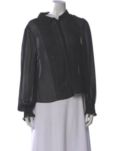 Pre-owned Self-portrait Long Sleeve Blouse In Gray