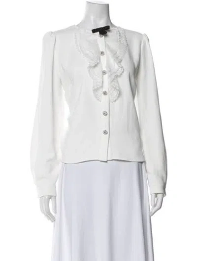 Pre-owned Self-portrait Long Sleeve Blouse W/ Tags In White