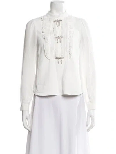 Pre-owned Self-portrait Long Sleeve Blouse In White