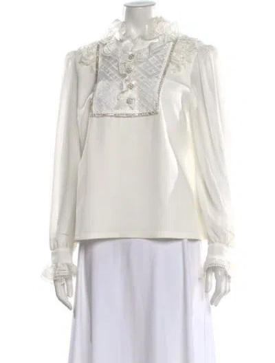 Pre-owned Self-portrait Long Sleeve Blouse In White