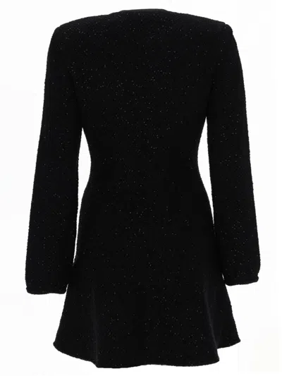 Self-portrait Long Sleeve Fit And Flare Mini Dress In Black