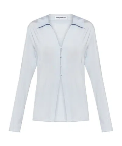 Self-portrait Long Sleeve Shirt In White