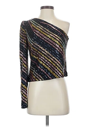 Pre-owned Self-portrait Long Sleeve Top Black One Shoulder Neckline Tops