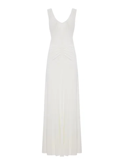 Self-portrait Long White Jersey Dress With Gripping