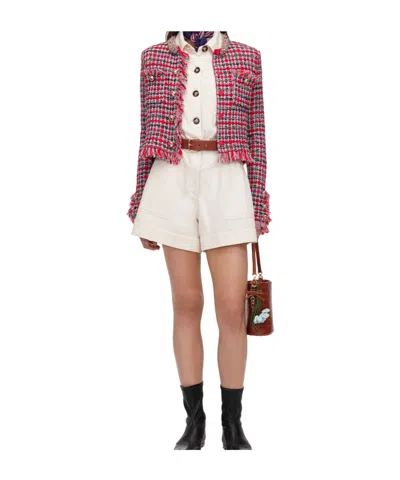 Self-portrait Long-sleeve Casual Jacket In Pink