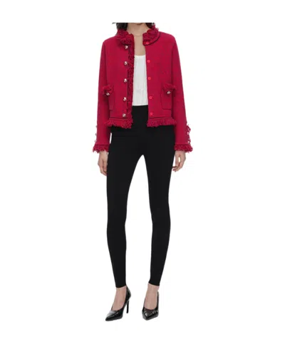 Self-portrait Long-sleeve Jacket In Red
