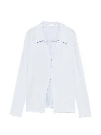 Self-portrait Long-sleeve Shirt In Blue