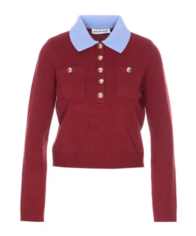 Self-portrait Long-sleeved Sweater In Red