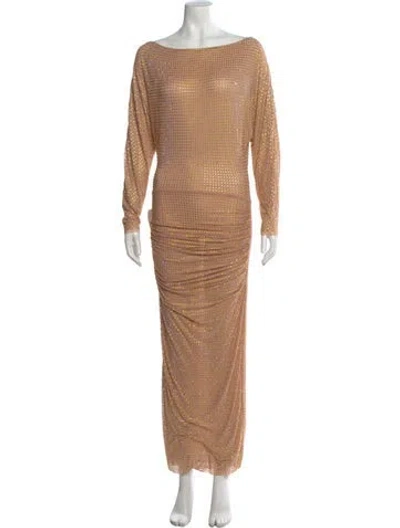 Pre-owned Self-portrait Mesh Long Dress W/ Tags In Neutral