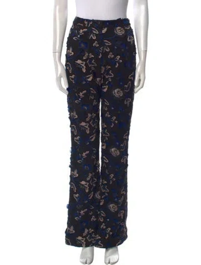 Pre-owned Self-portrait Mesh Wide Leg Pants In Black