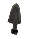 Self-portrait Metallic-thread Tweed Jacket In Black
