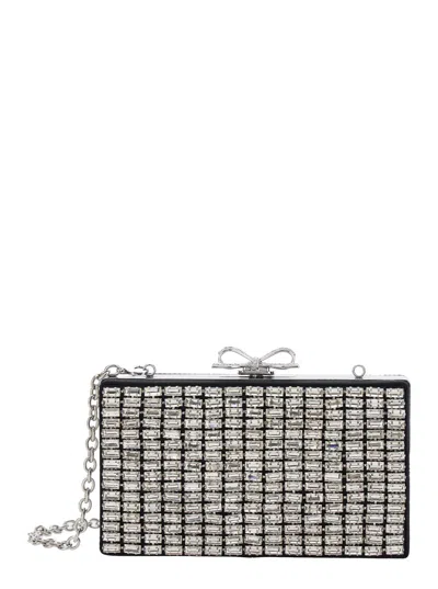 Self-portrait Metallic Mesh Mini Clutch Handbag With Chain And Metal Details
