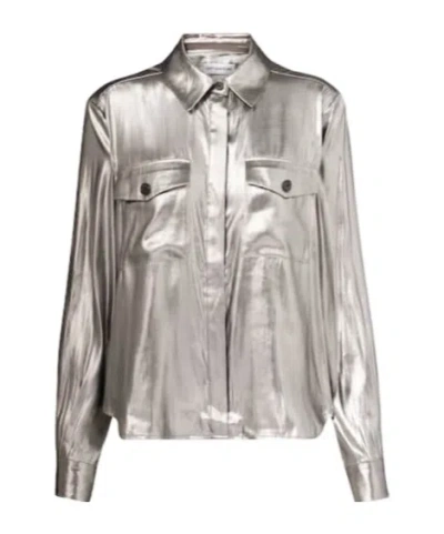 Self-portrait Metallic Shirt In Black