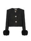 Self-portrait Metallic-thread Tweed Jacket In Black