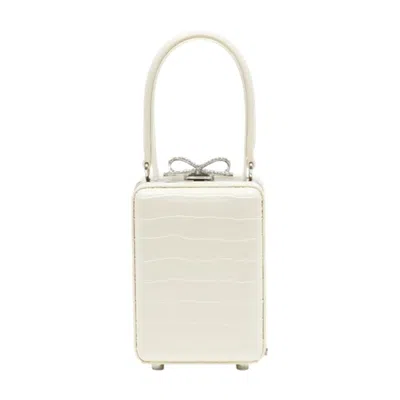 Self-portrait Micro Croc-effect Embellished Leather Tote Bag In White