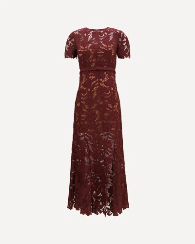Self-portrait Lace Midi Dress Crew Neck Mermaid In Red