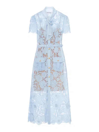 Self-portrait Midi Lace Dress With Layers On The Neck In Multi