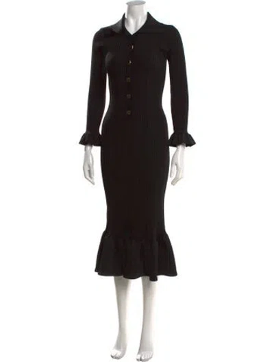 Pre-owned Self-portrait Midi Length Dress In Black