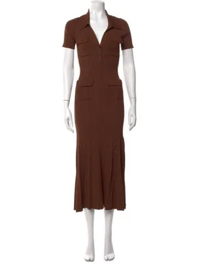 Pre-owned Self-portrait Midi Length Dress In Brown
