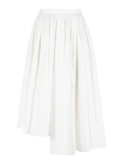 Self-portrait White Voluminous Poplin Midi Skirt