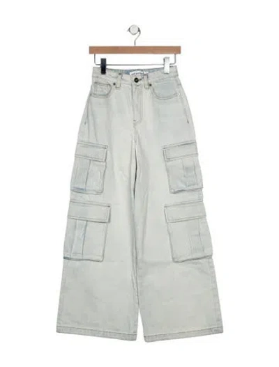 Pre-owned Self-portrait Mid-rise Wide Leg Jeans In Blue