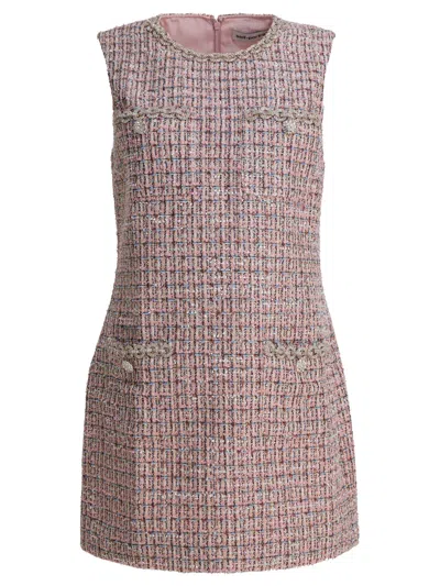 Self-portrait Mini Bouclé Dress In Pink