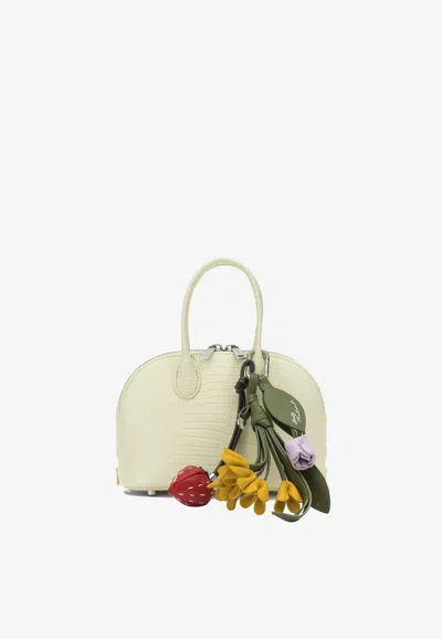 Self-portrait Mini Bowling Leather Handbag In Yellow