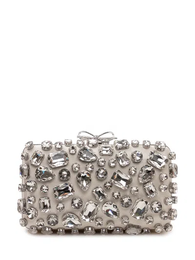 Self-portrait Mini Clutch With Distressed Stone Accents In Neutral