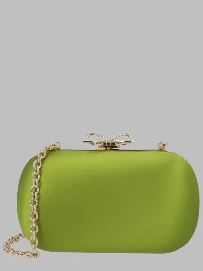 Self-portrait Mini Clutch With Scalloped Design In Green
