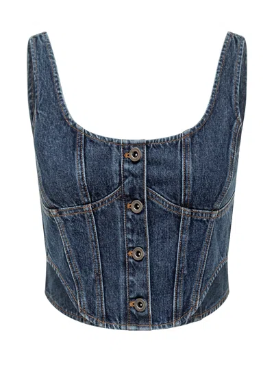 Self-portrait Mini Corset Top In Blue